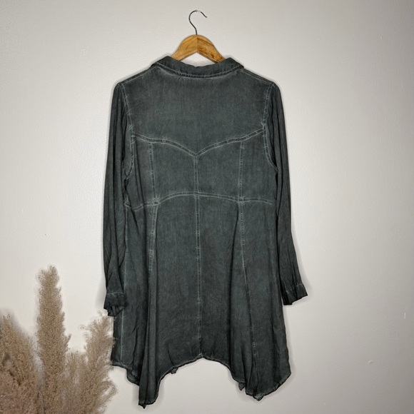 Soft Surroundings | Heavenly Soft Pigment Wash Button Down Shirt in Olive Green - Picture 7 of 9